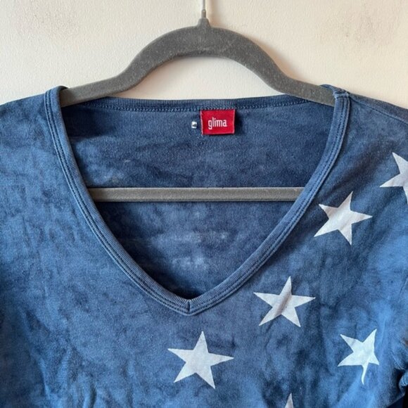 Glima Vintage American USA New York Graphic Patriotic V-Neck Top - Picture 4 of 9